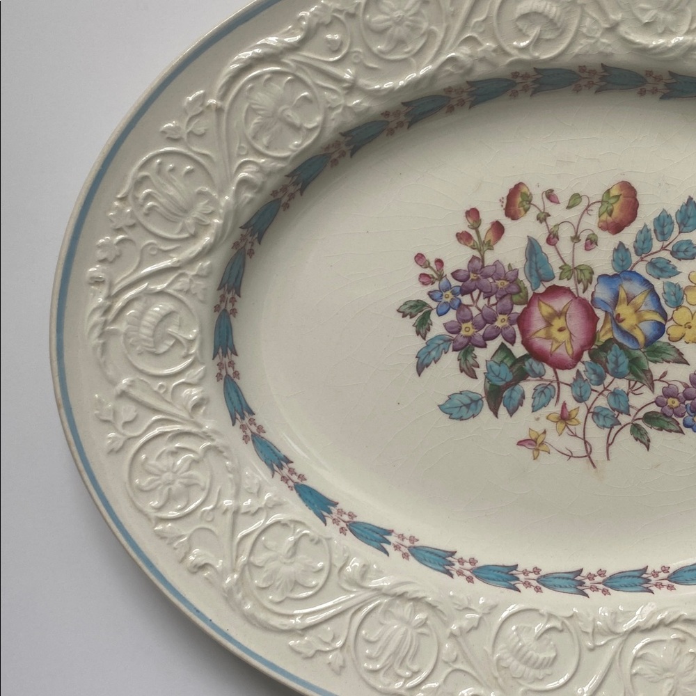 Vintage Wedgwood Patrician Oval Serving Morning Glory Large Platter 14” - Picture 5 of 10